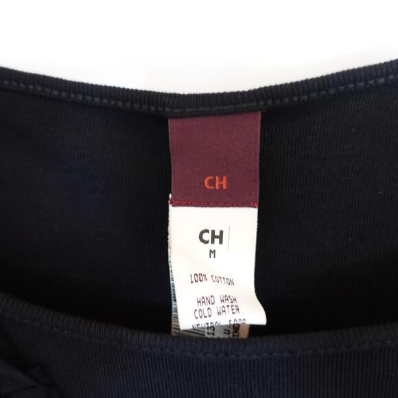 Carolina Herrera Tank Top Womens Medium Black Ruffle Rosette Asymmetrical Party - Picture 3 of 11